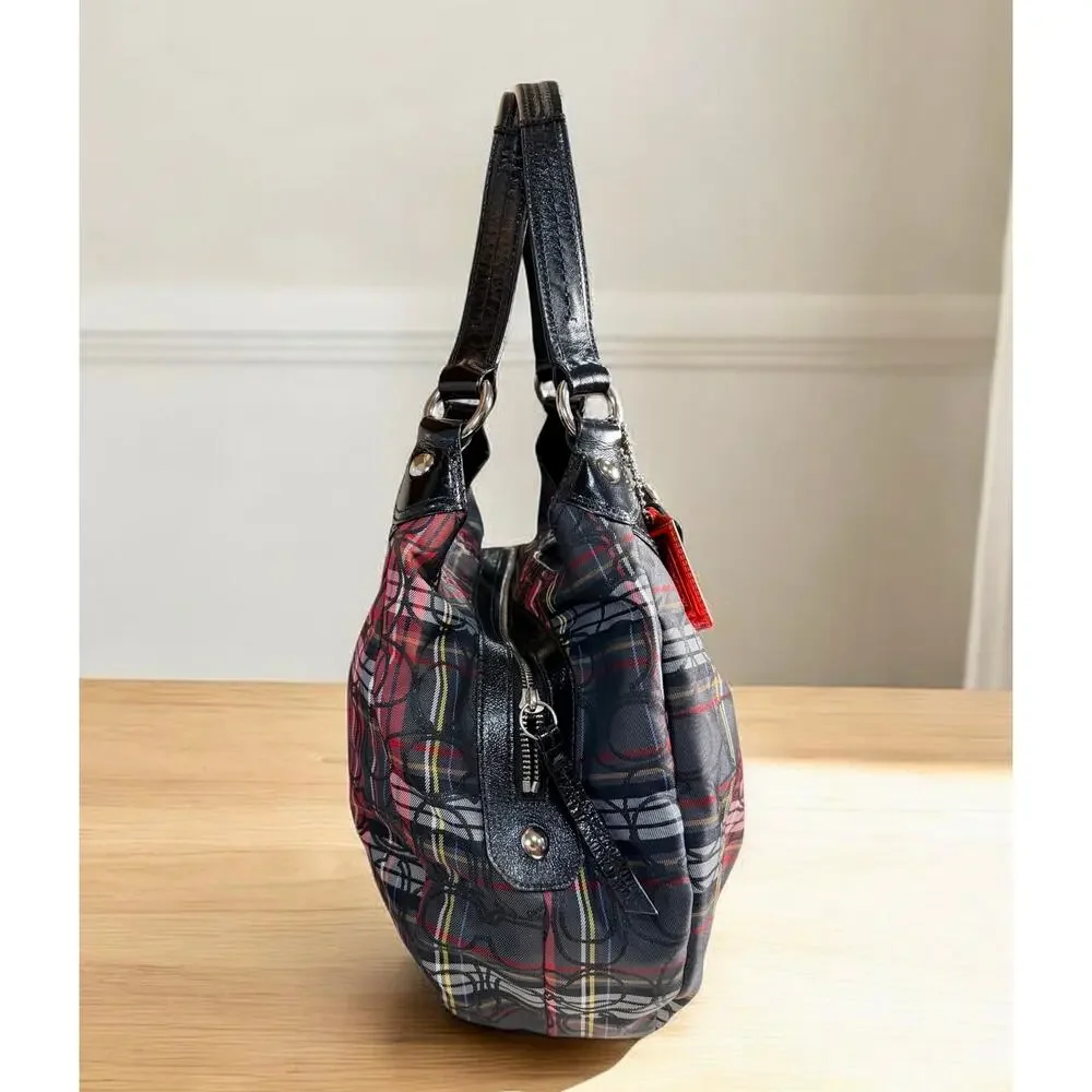 Y2K Coach F15487 Soho Pleated Signature Tartan Hobo Bag 3 Piece Set